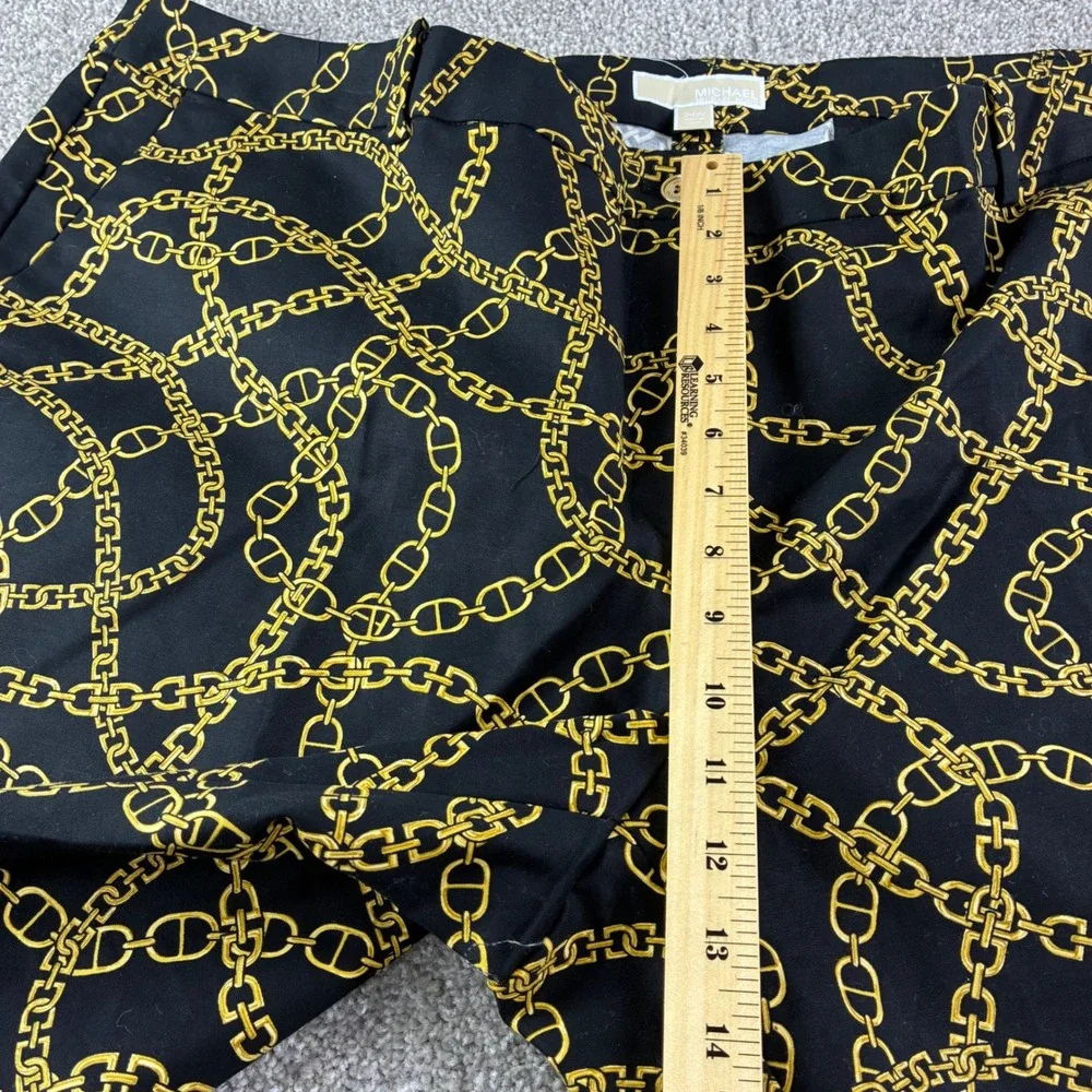 Michael Kors Womens 24W Black Gold Keegan Chain Print Miranda Slack Trouser Chic